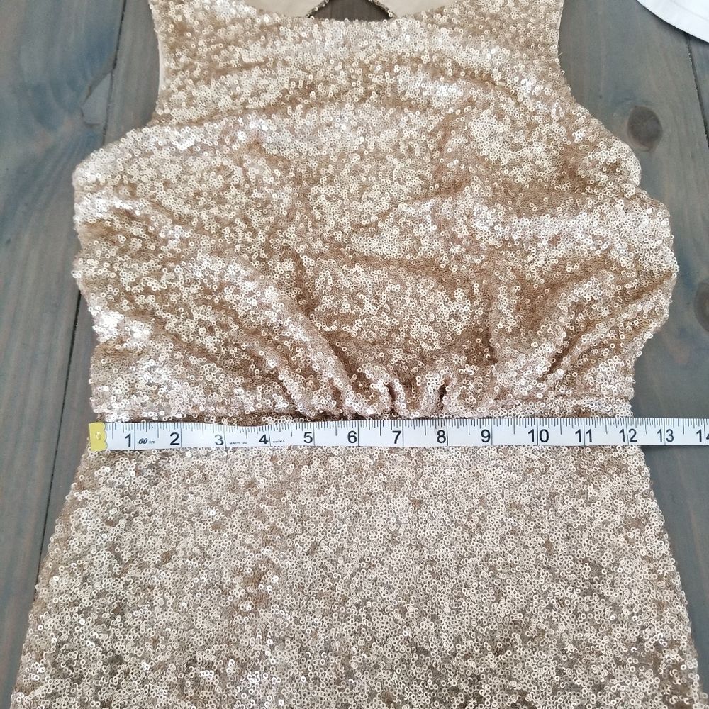 Sorella Vita Sequins Gold Backless Gown Size 8 - Picture 14 of 16
